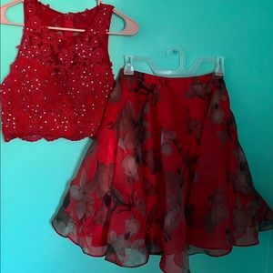 Two piece Jovani red set.